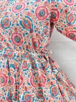 Ethanic Frock with Half Sleeves Jaipuri Cotton With Adjustable Belt Beautiful Floral Print