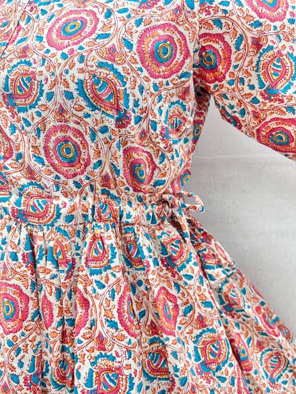 Ethanic Frock with Half Sleeves Jaipuri Cotton With Adjustable Belt Beautiful Floral Print