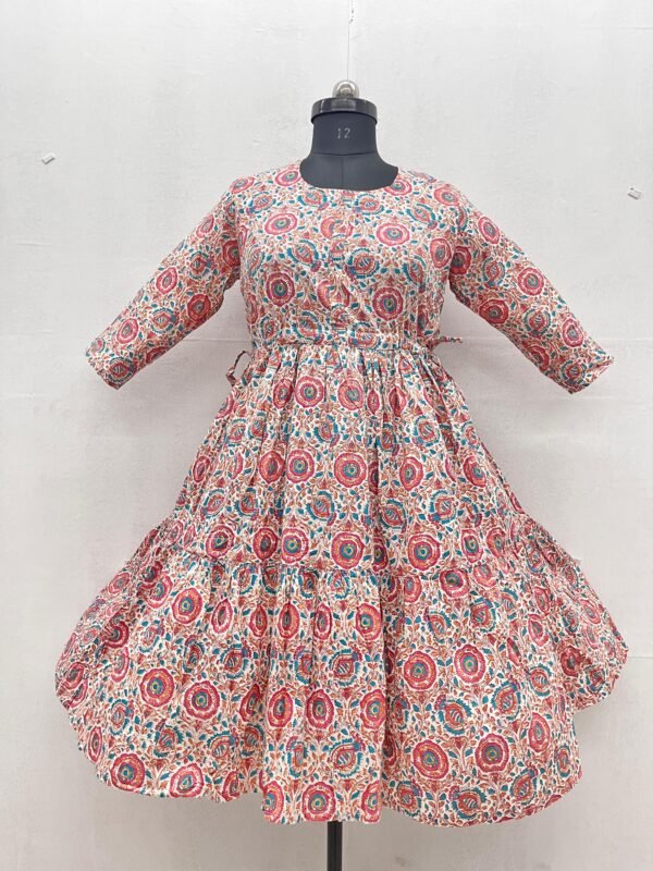 Ethanic Frock with Half Sleeves Jaipuri Cotton With Adjustable Belt Beautiful Floral Print