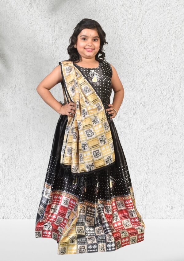 Cutiepie Girls Lehenga Choli Set, Fully Stitched, Mirror Work