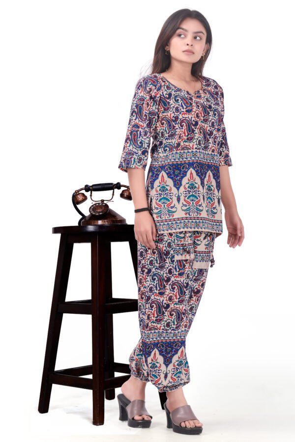 Satrangi Pure Cotton Fabric Harem Top Set